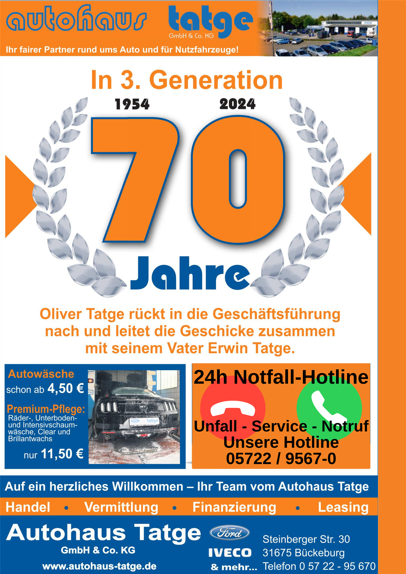 70  Jahre Tatge Plakat